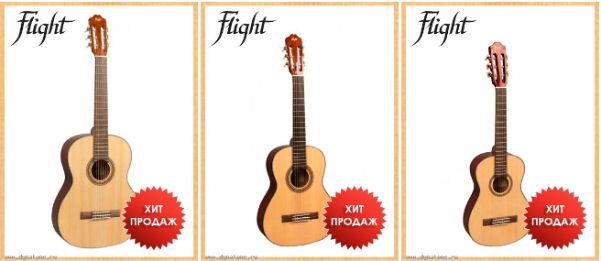 Классические гитары, укулеле и духовые инструменты Flight